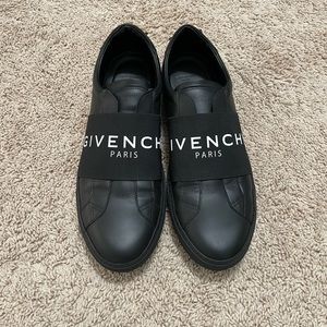 Givenchy Black Elastic Band Leather Slip-On Sneakers